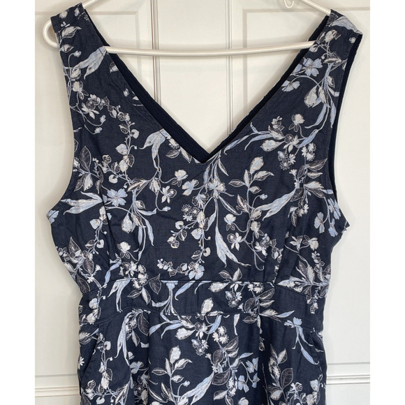 C&C California Linen Midi Sundress Women's Size 14 Floral Preppy Coastal Flowy - Picture 2 of 15